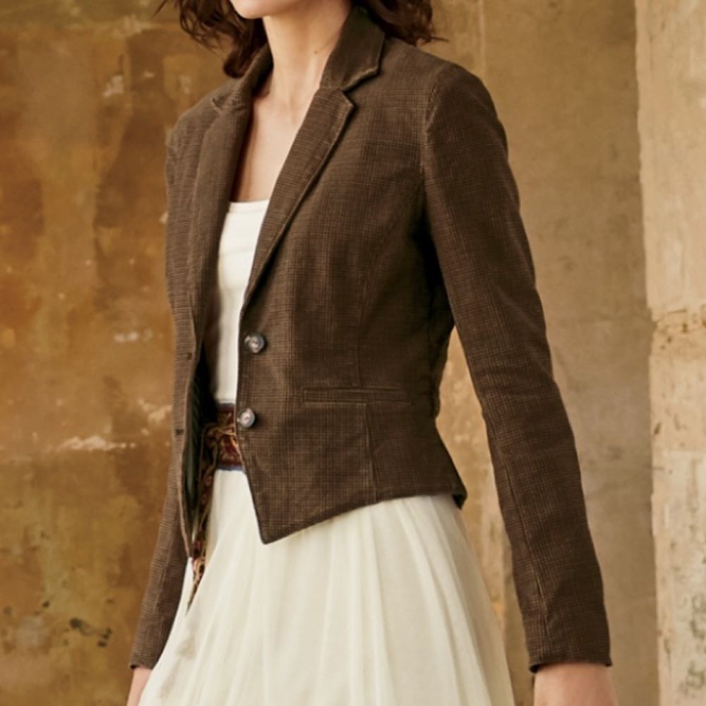 Peruvian Connection Checked Moleskin Jacket in Size US 12